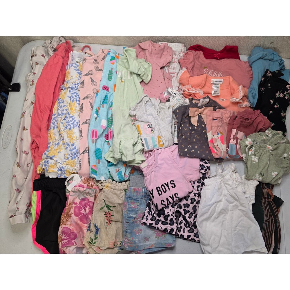 Lot of 27 Toddler Girls Clothes 24M Daisy Fuentes Dresses Rompers Shirts Pants